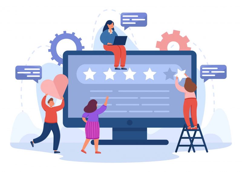 An illustration of website reviews adding to a five-star ranking.